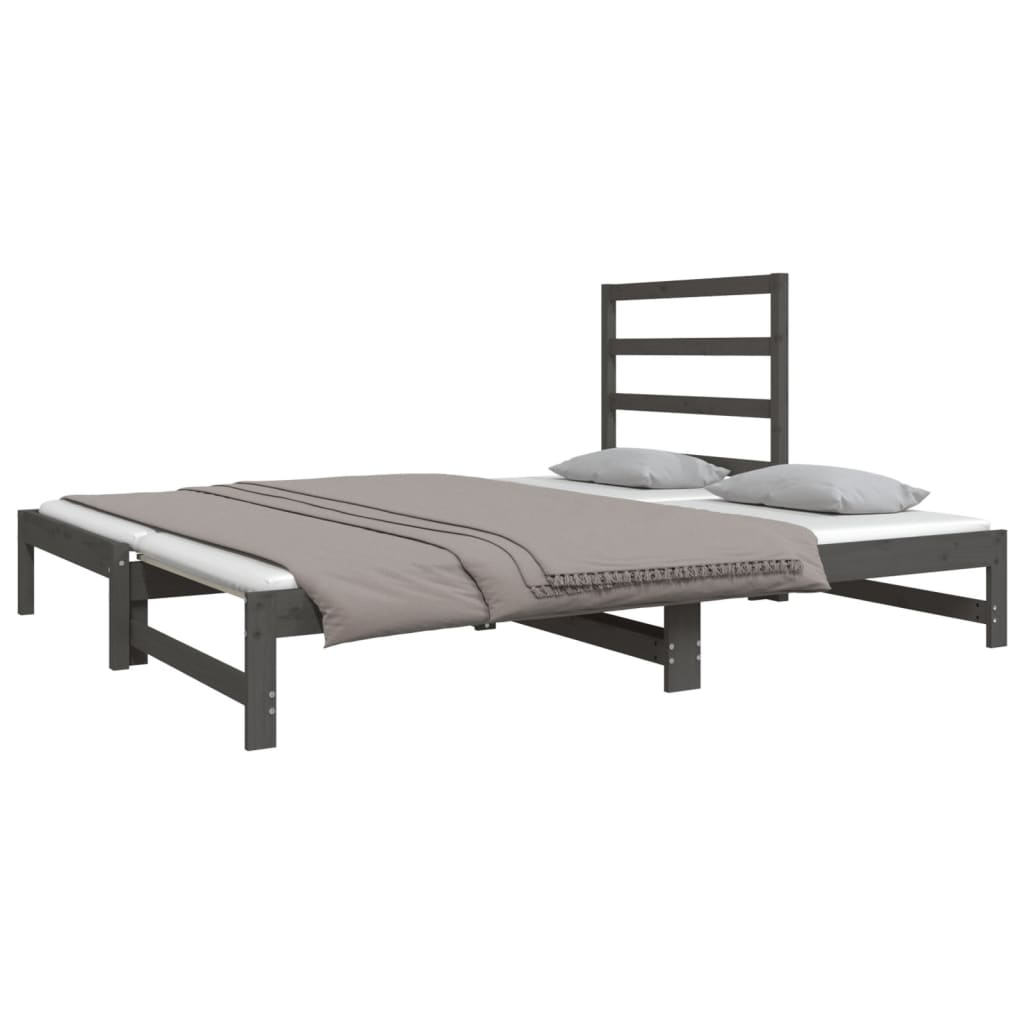 Estrutura sofá-cama de puxar 2x(90x190) cm pinho maciço cinza