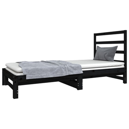 Estrutura sofá-cama de puxar 2x(90x190) cm pinho maciço preto