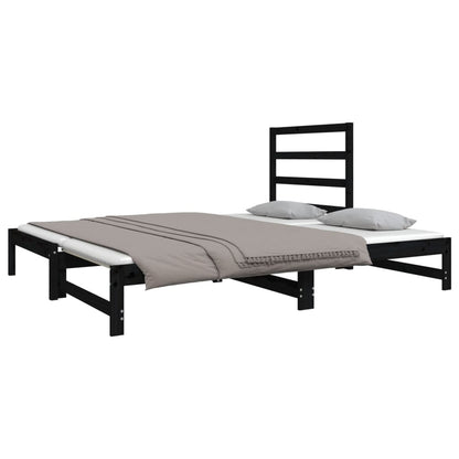 Estrutura sofá-cama de puxar 2x(90x190) cm pinho maciço preto