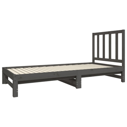 Estrutura sofá-cama de puxar 2x(90x190) cm pinho maciço cinza