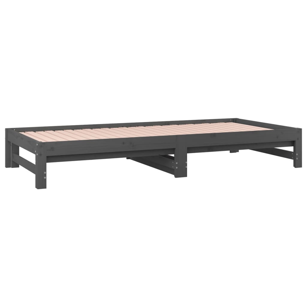 Estrutura sofá-cama de puxar 2x(90x190) cm pinho maciço cinza