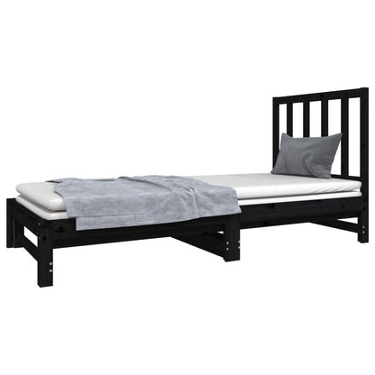 Estrutura sofá-cama de puxar 2x(90x190) cm pinho maciço preto