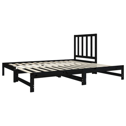 Estrutura sofá-cama de puxar 2x(90x190) cm pinho maciço preto