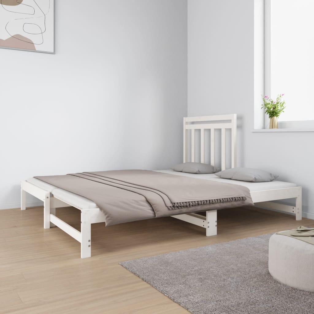 Estrutura sofá-cama de puxar 2x(90x190) cm pinho maciço branco