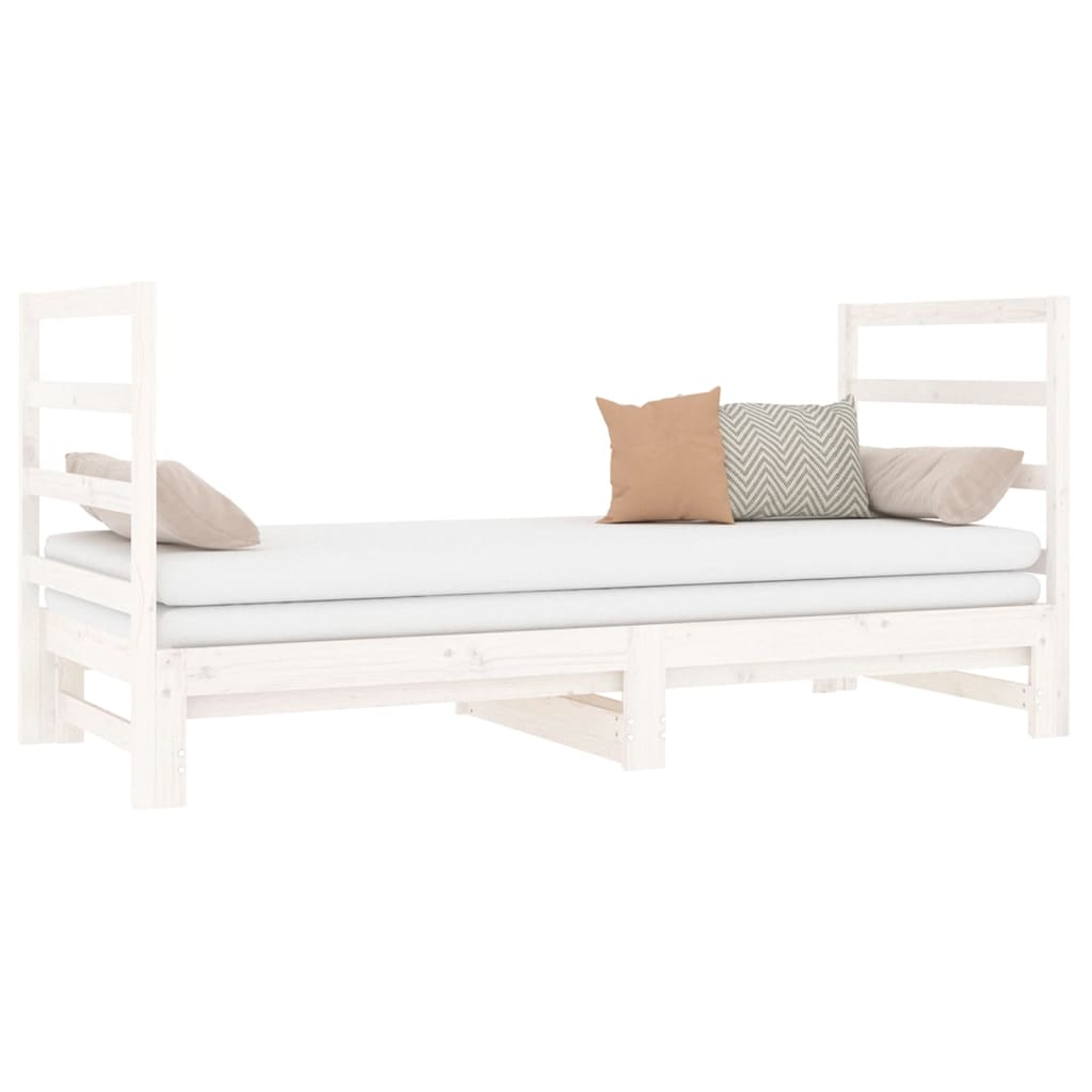 Estrutura sofá-cama de puxar 2x(90x190) cm pinho maciço branco