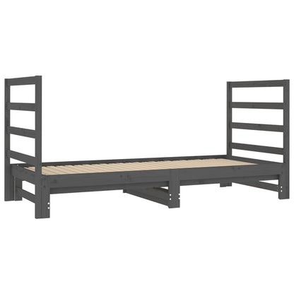 Estrutura sofá-cama de puxar 2x(90x190) cm pinho maciço cinza