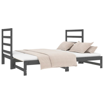 Estrutura sofá-cama de puxar 2x(90x190) cm pinho maciço cinza