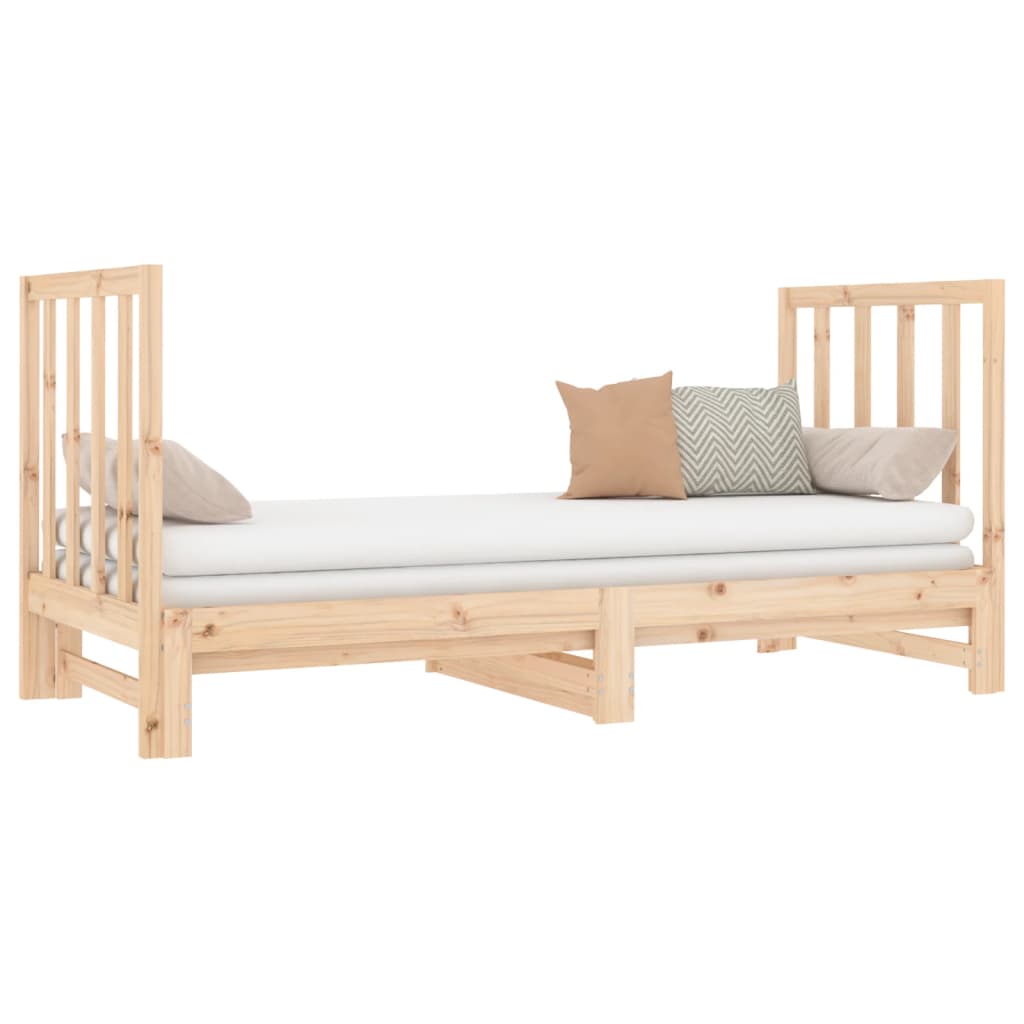 Estrutura sofá-cama de puxar 2x(90x190) cm pinho maciço