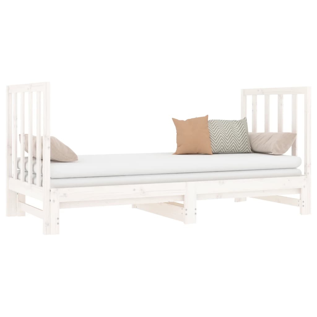 Estrutura sofá-cama de puxar 2x(90x190) cm pinho maciço branco