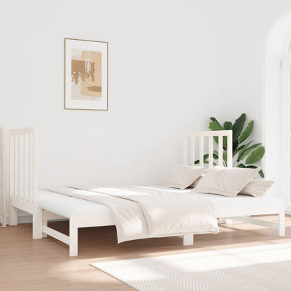 Estrutura sofá-cama de puxar 2x(90x190) cm pinho maciço branco