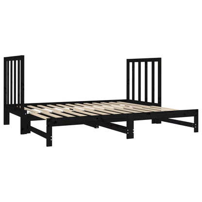 Estrutura sofá-cama de puxar 2x(90x190) cm pinho maciço preto