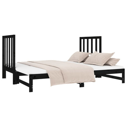 Estrutura sofá-cama de puxar 2x(90x190) cm pinho maciço preto