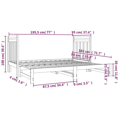 Estrutura sofá-cama de puxar 2x(90x190) cm pinho maciço branco