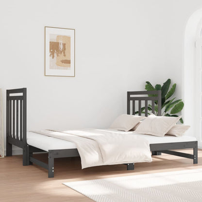 Estrutura sofá-cama de puxar 2x(90x190) cm pinho maciço cinza