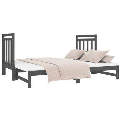 Estrutura sofá-cama de puxar 2x(90x190) cm pinho maciço cinza