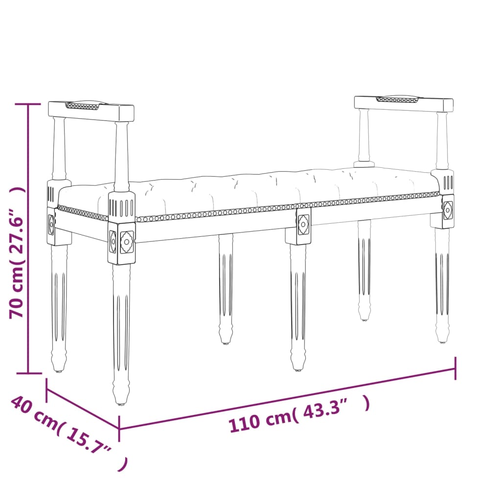 Banco 110x40x70 cm linho bege