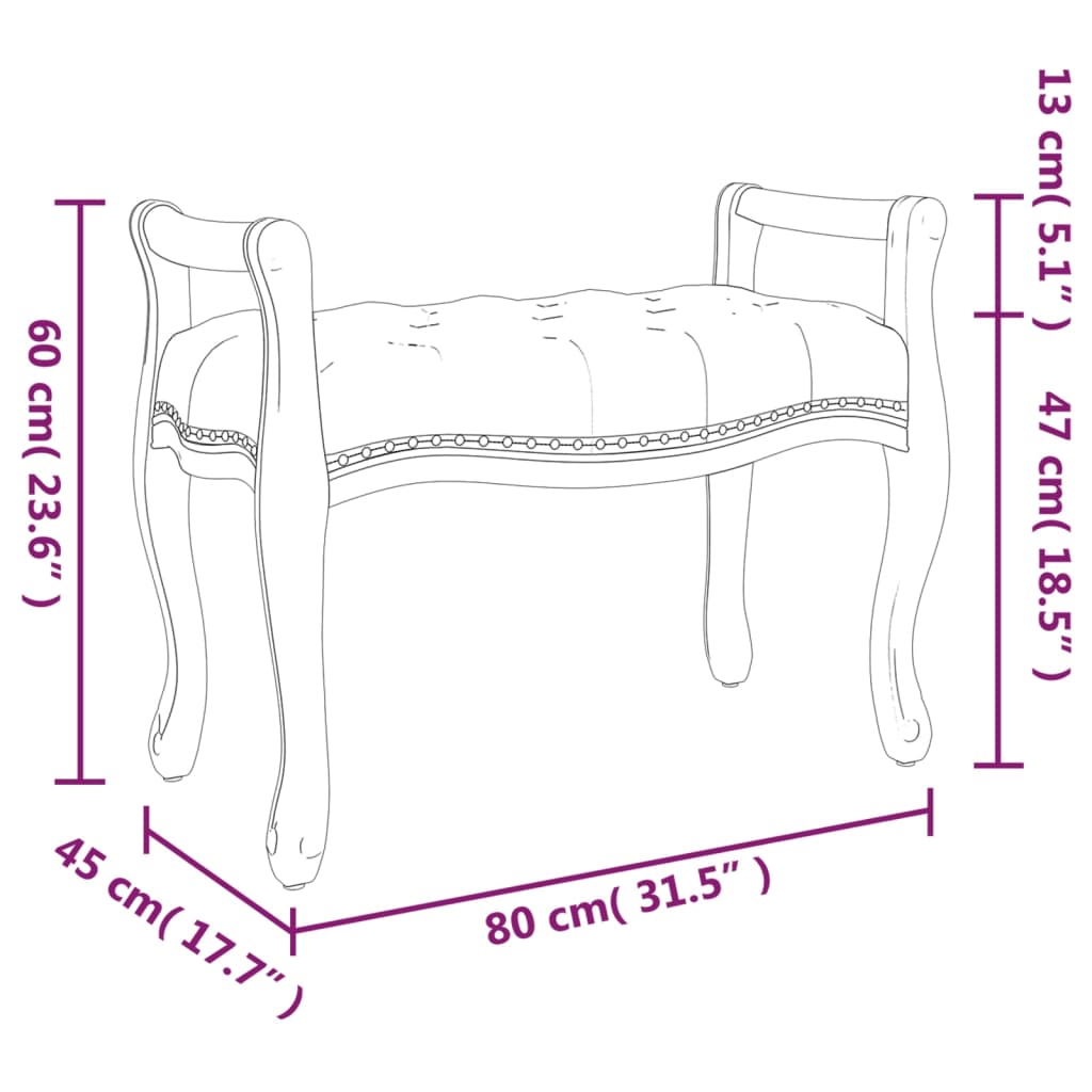 Banco 80x45x60 cm veludo cinzento-escuro