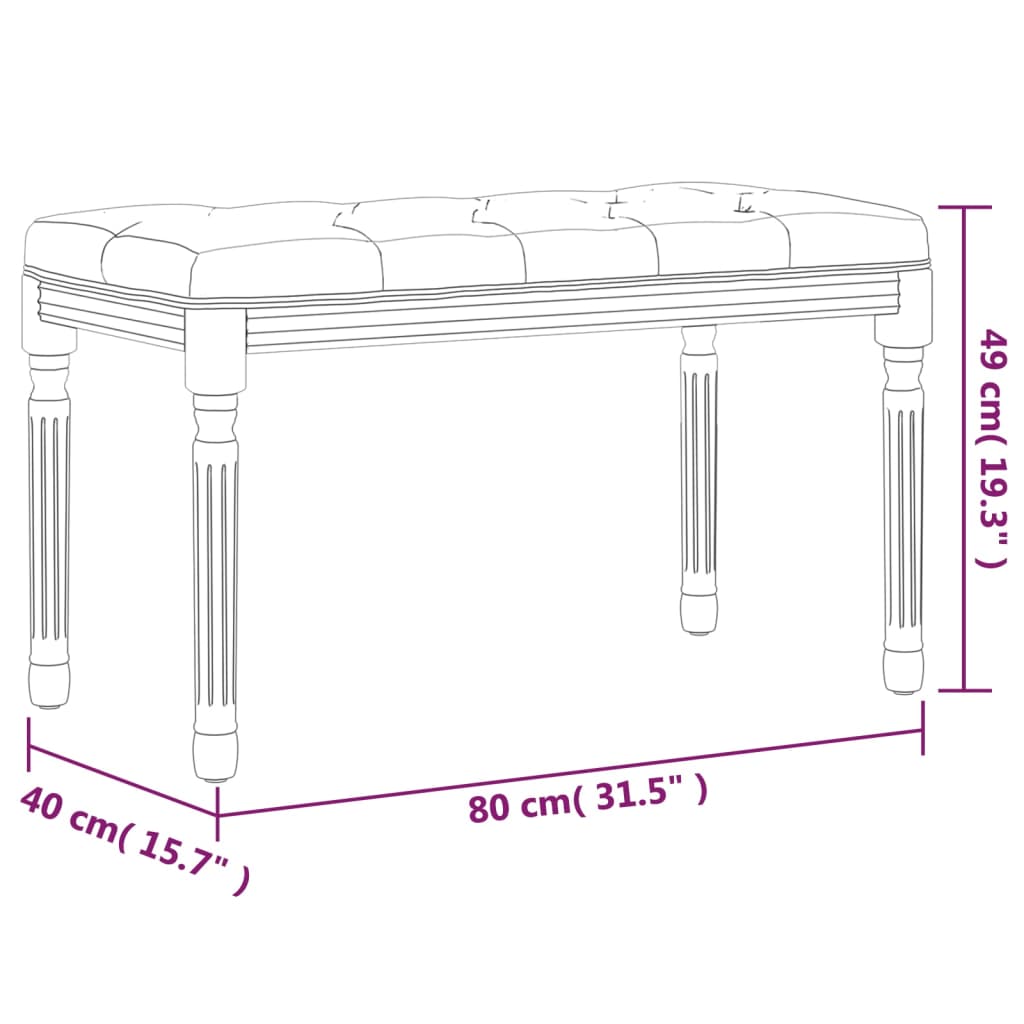 Banco 80x40x49 cm veludo cinzento-escuro