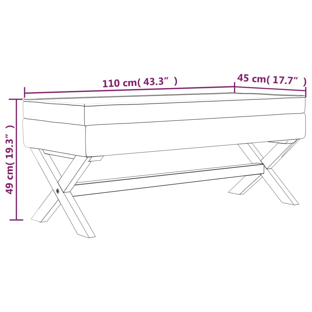 Banco de arrumação 110x45x49 cm veludo cinzento-claro