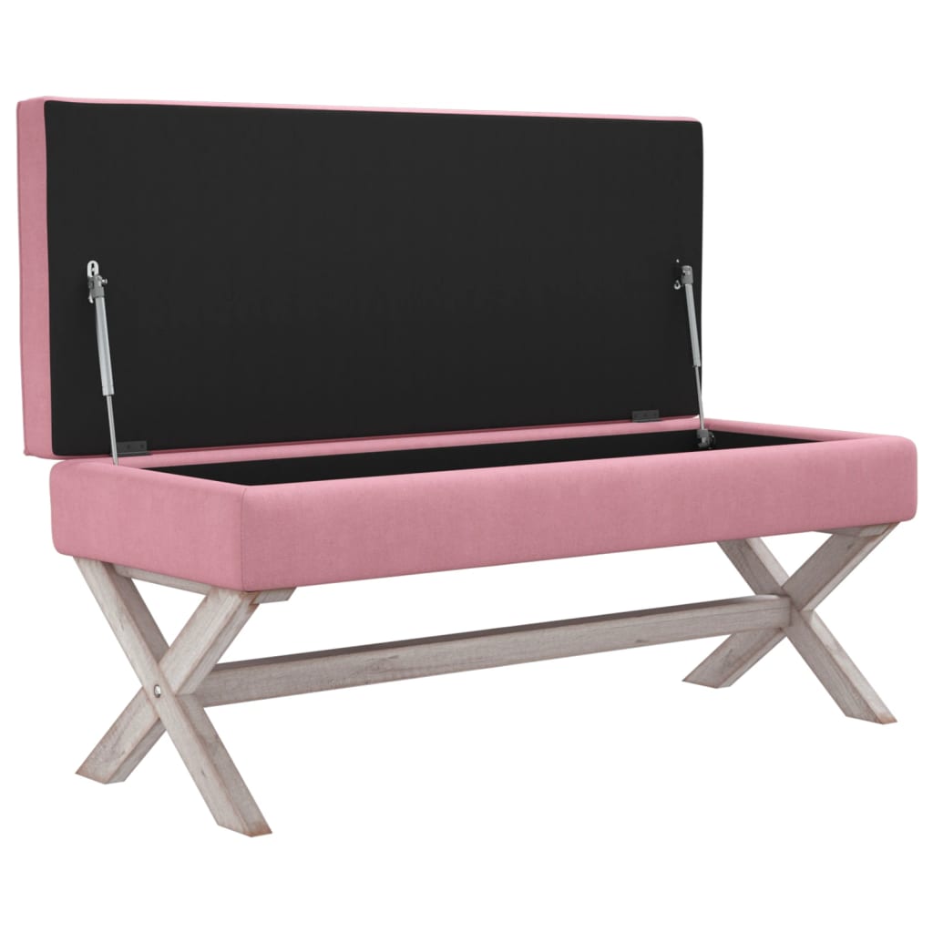 Banco de arrumação 110x45x49 cm veludo rosa