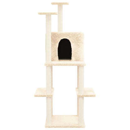 Árvore p/ gatos c/ postes arranhadores sisal 144,5 cm cor creme