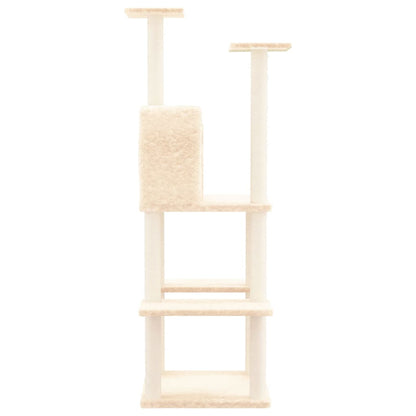 Árvore p/ gatos c/ postes arranhadores sisal 144,5 cm cor creme