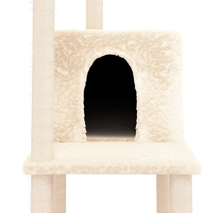 Árvore p/ gatos c/ postes arranhadores sisal 144,5 cm cor creme