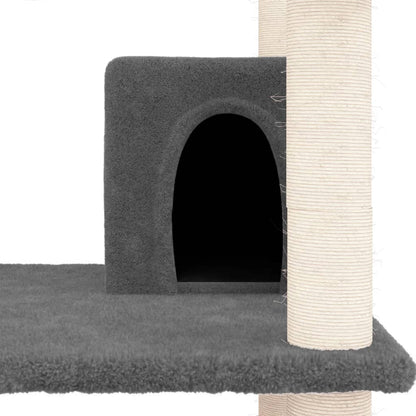 Árvore p/ gatos c/ postes arranhadores sisal 162cm cinza-escuro