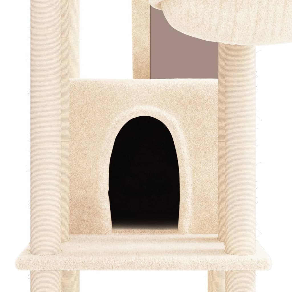 Árvore p/ gatos c/ postes arranhadores sisal 201 cm cor creme