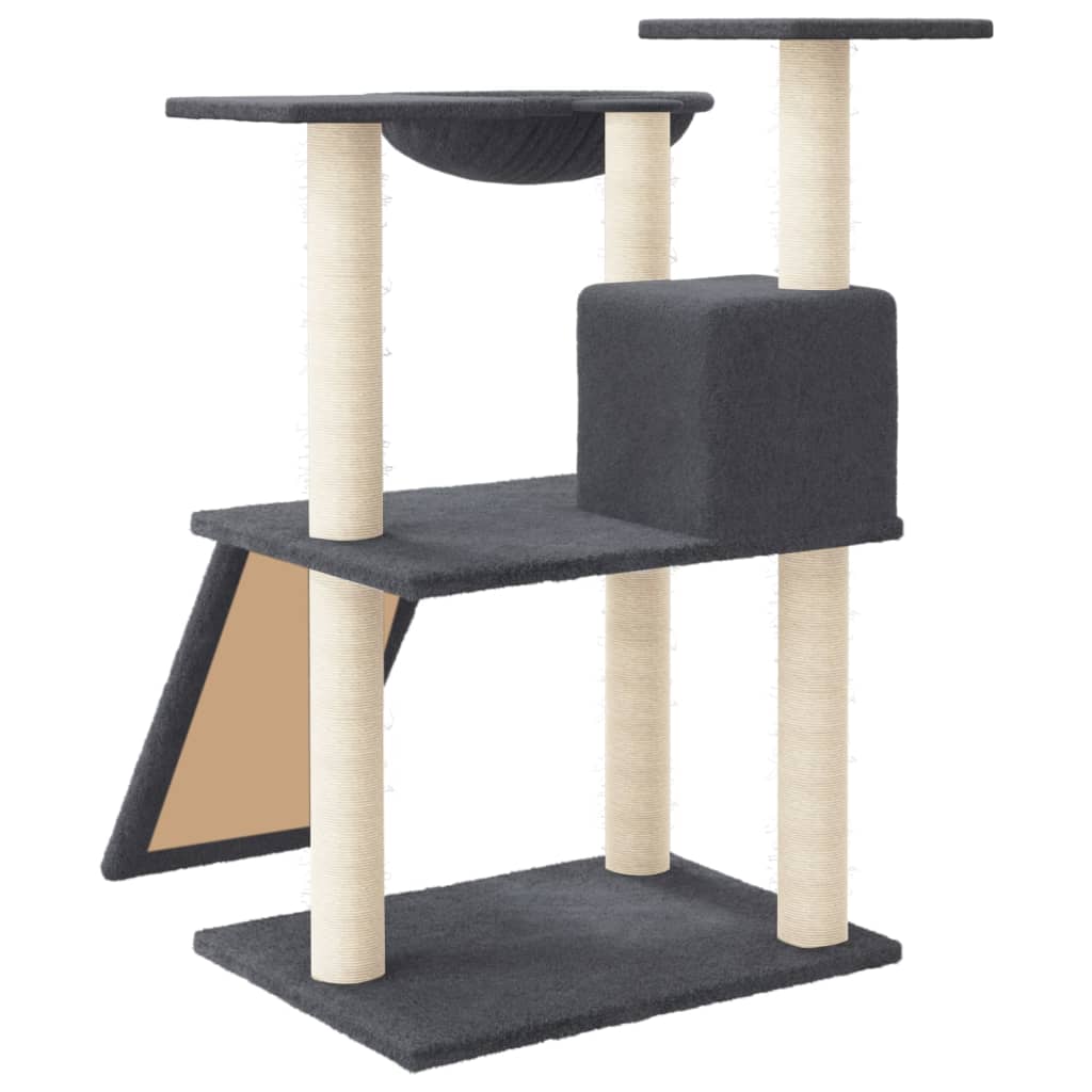 Árvore p/ gatos c/ postes arranhadores sisal 83 cm cinza-escuro