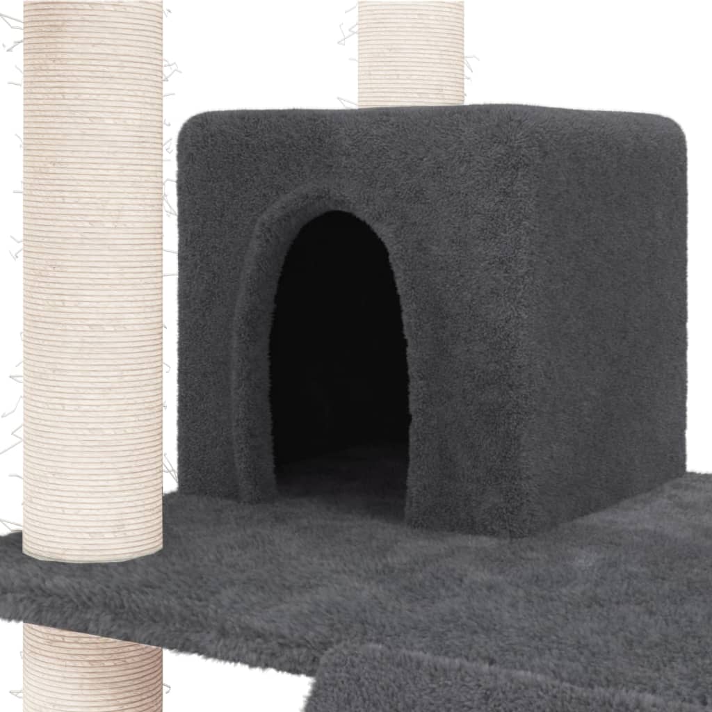 Árvore p/ gatos c/ postes arranhadores sisal 83 cm cinza-escuro