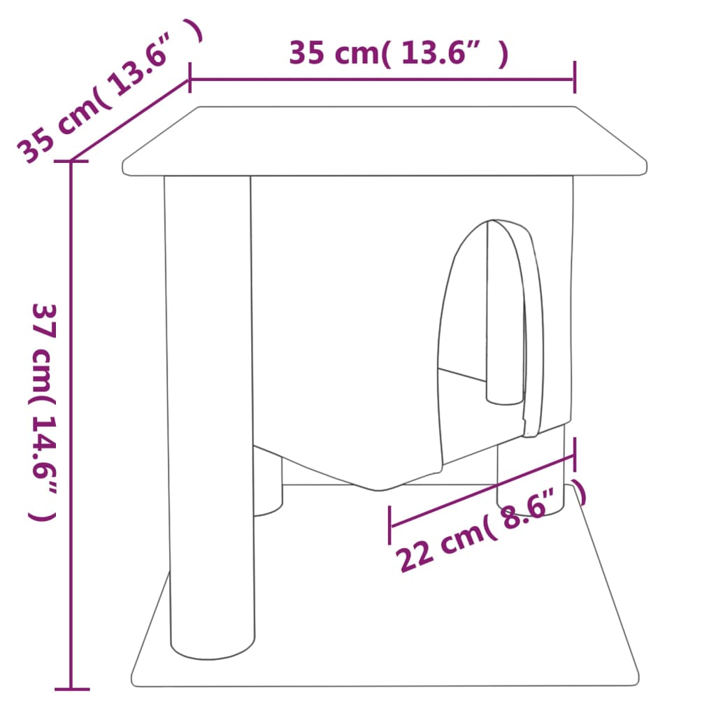 Árvore p/ gatos c/ postes arranhadores sisal 37 cm cinza-claro