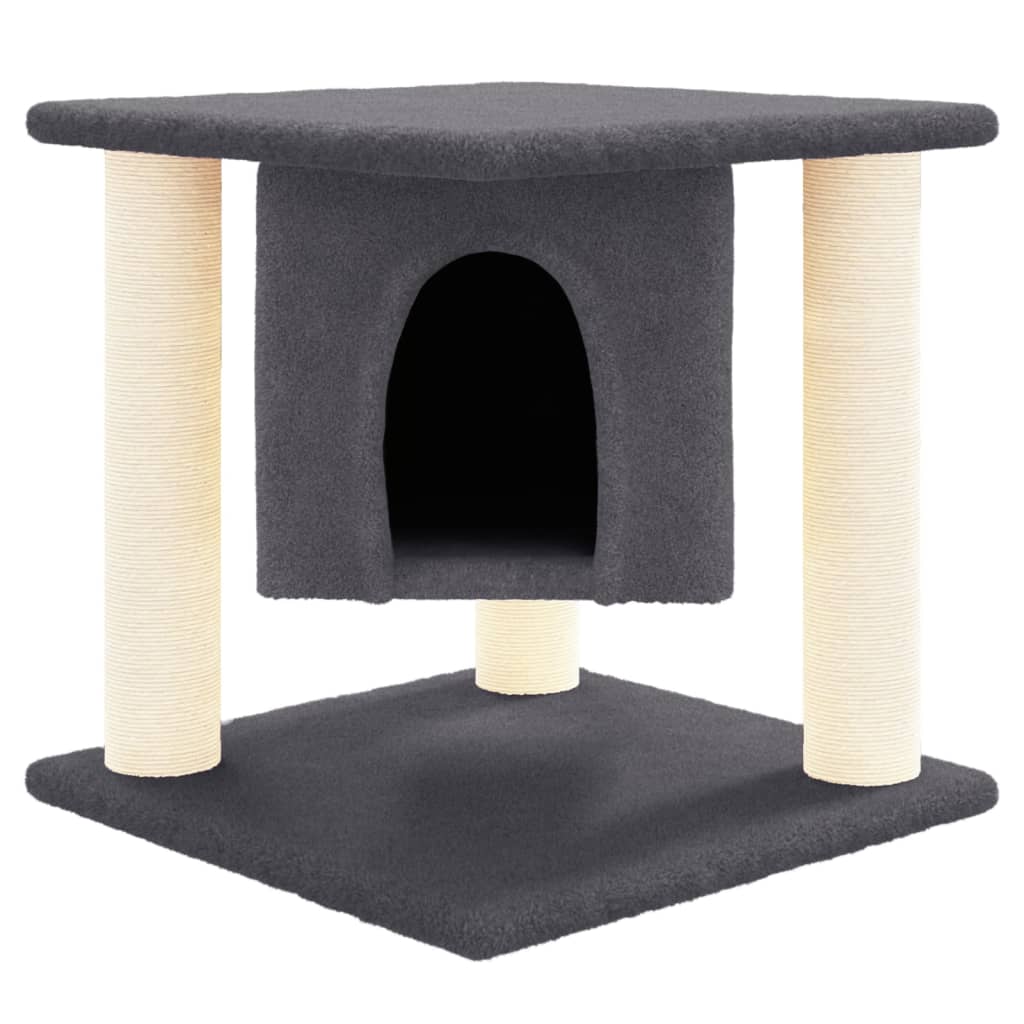 Árvore p/ gatos c/ postes arranhadores sisal 37 cm cinza-escuro