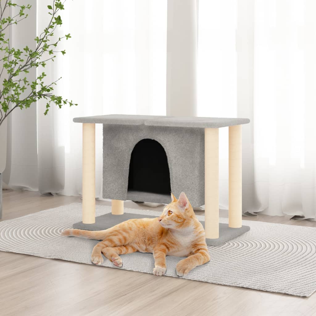 Árvore p/ gatos c/ postes arranhadores sisal 50 cm cinza-claro