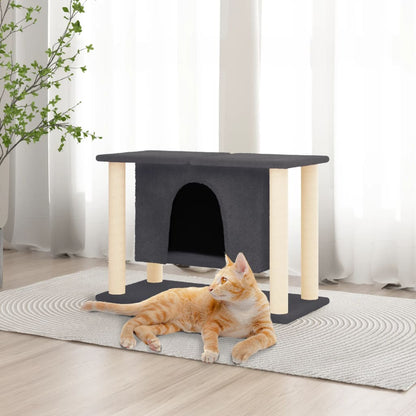 Árvore p/ gatos c/ postes arranhadores sisal 50 cm cinza-escuro