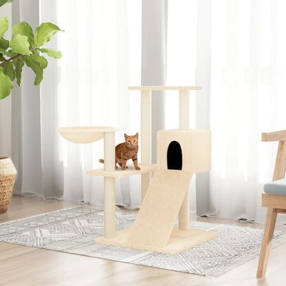 Árvore para gatos c/ postes arranhadores sisal 82 cm cor creme