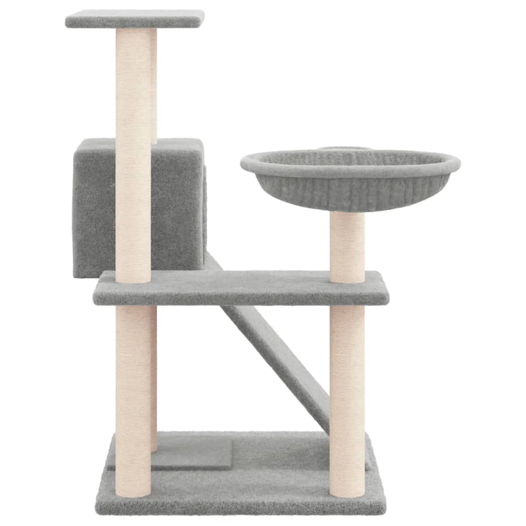 Árvore p/ gatos c/ postes arranhadores sisal 82 cm cinza-claro