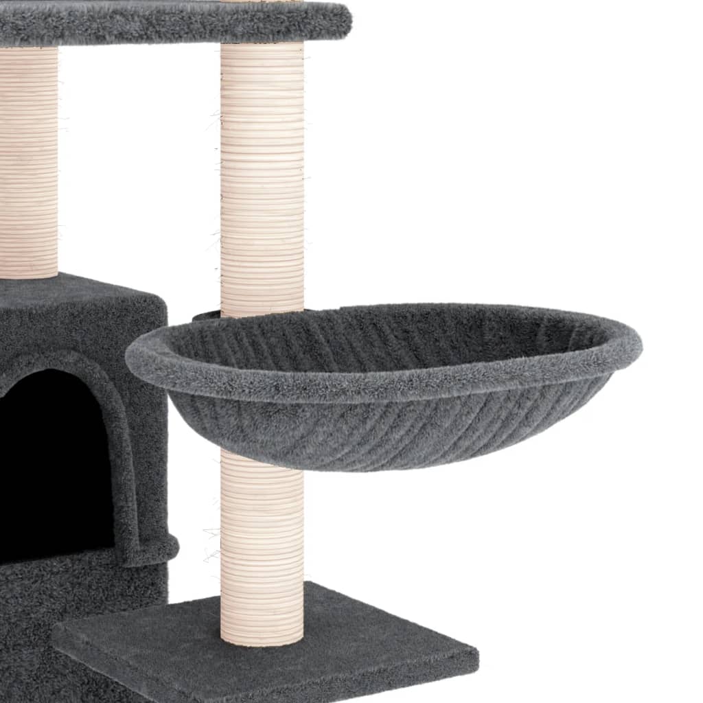 Árvore p/ gatos c/ postes arranhadores sisal 175cm cinza-escuro