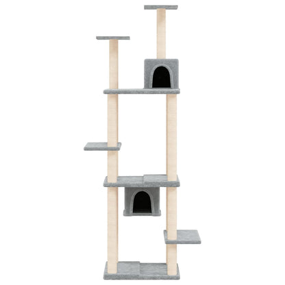 Árvore p/ gatos c/ postes arranhadores sisal 176 cm cinza-claro