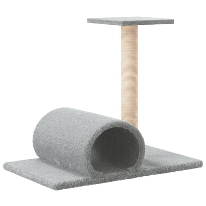 Poste arranhador para gatos com túnel 60x34,5x50 cinza-claro