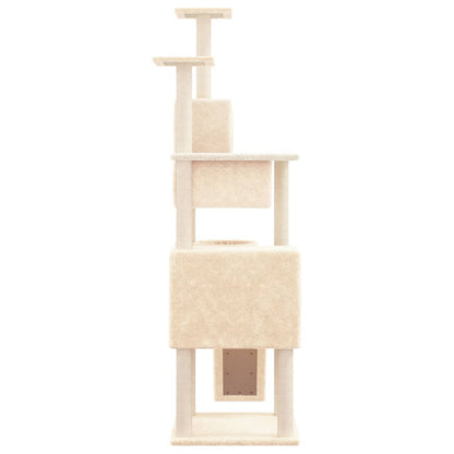 Árvore para gatos c/ postes arranhadores sisal 168 cm cor creme