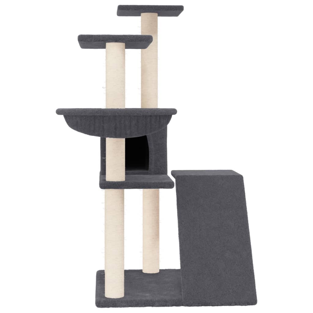 Árvore p/ gatos c/ postes arranhadores sisal 94 cm cinza-escuro