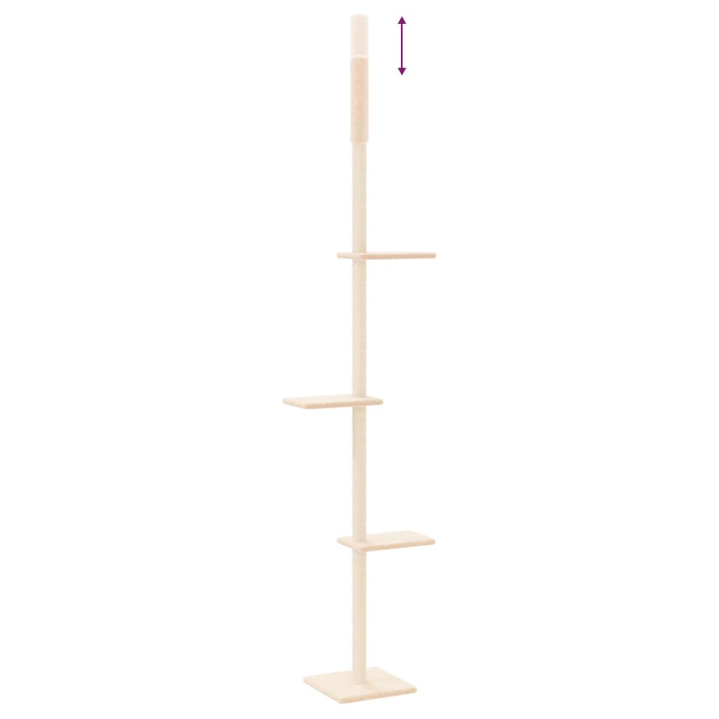 Árvore p/ gatos altura ajustável chão-teto 267,5-297,5 cm creme