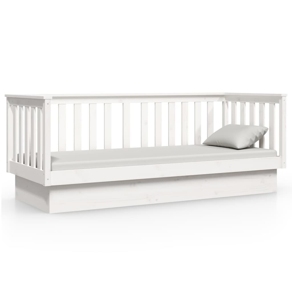 Sofá-cama 75x190 cm madeira de pinho maciça branco