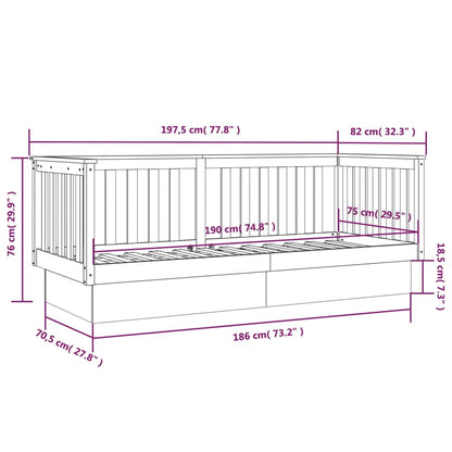 Sofá-cama 75x190 cm madeira de pinho maciça cinzento