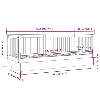 Sofá-cama 90x190 cm madeira de pinho maciça