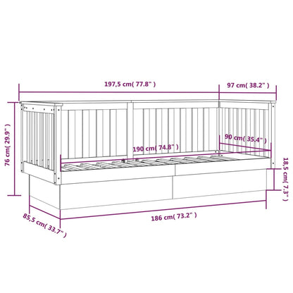 Sofá-cama 90x190 cm madeira de pinho maciça branco