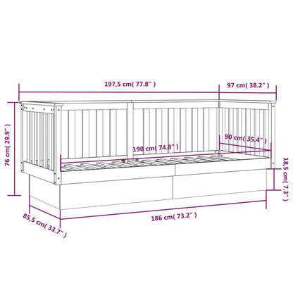 Sofá-cama 90x190 cm madeira de pinho maciça cinzento