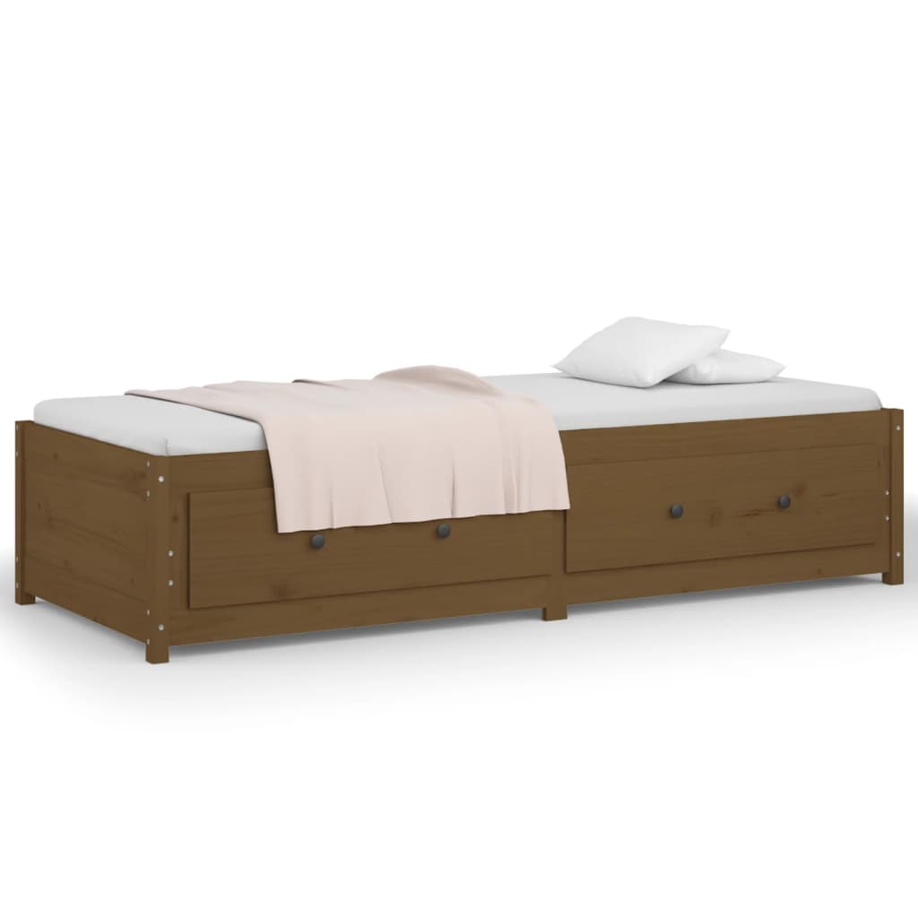 Sofá-cama de solteiro 90x190 cm pinho maciço castanho mel