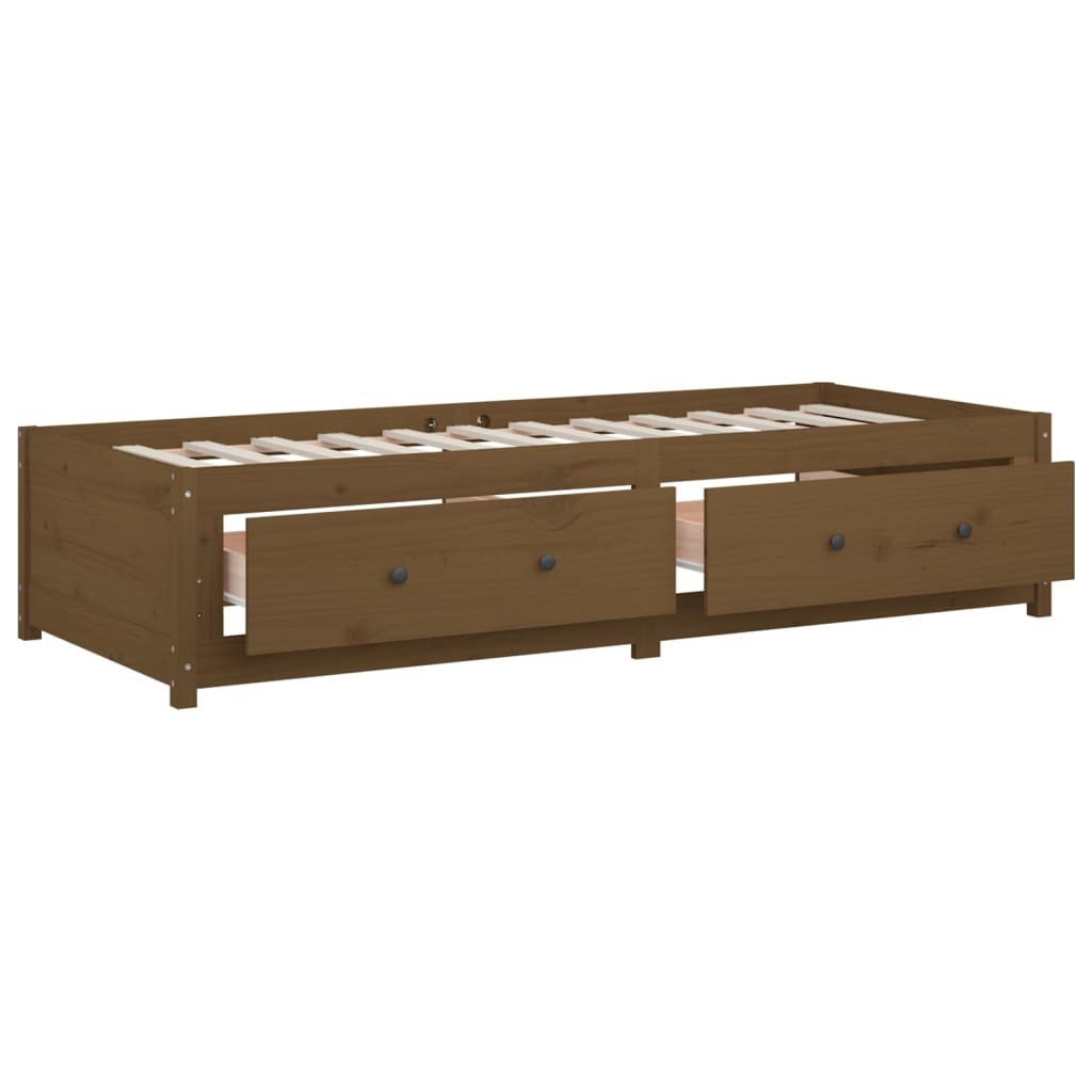 Sofá-cama de solteiro 90x190 cm pinho maciço castanho mel